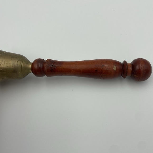 Vintage Hand Bell Schoolhouse Brass Wood 6" Etched‎ Teacher Bell Cottagecore - Picture 10 of 11